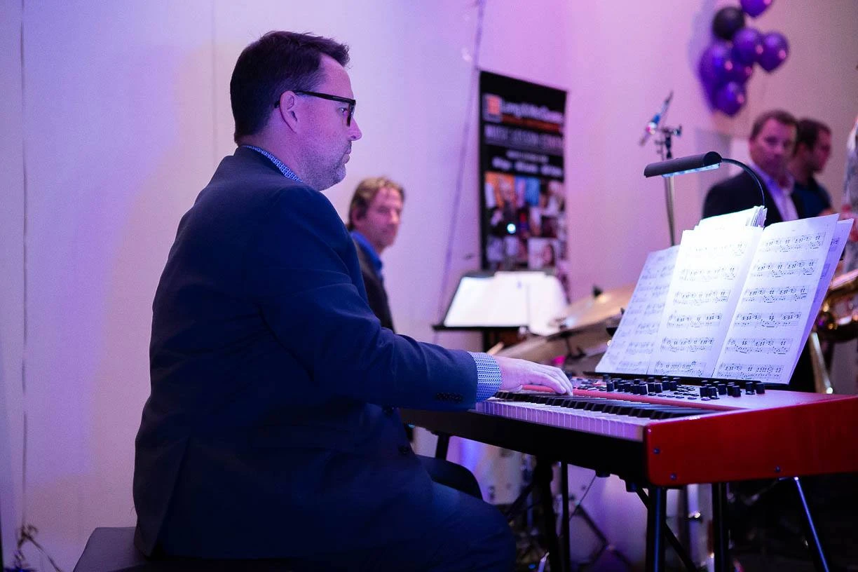 Musician hands close-up jazz festival