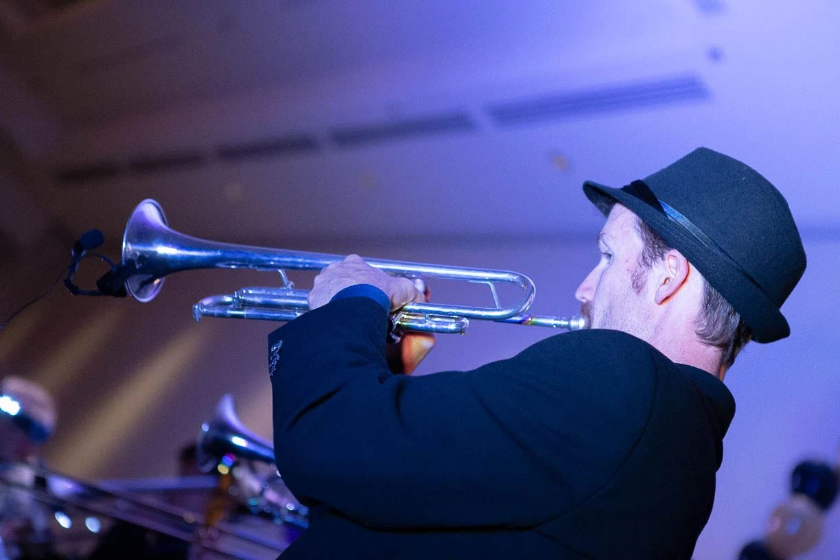 Dynamic concert angle jazz musician